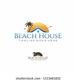Beach House Logo Design Vector Icon