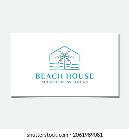 BEACH HOUSE LOGO DESIGN VECTOR