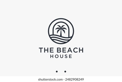 beach house logo design vector silhouette illustration
