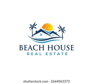 Beach House Logo Design Vector 
