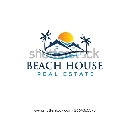 Beach House Logo Design Vector 