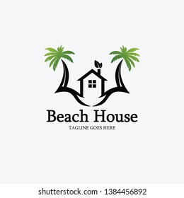 Beach House Logo Green Home Icon Stock Vector (Royalty Free) 1380954035 ...