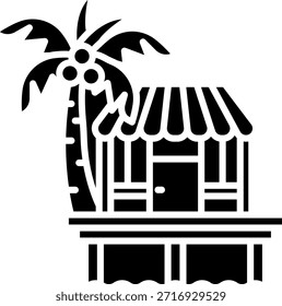 Strandhaus mit Palmbaum-Symbol