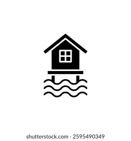 beach house resort icon vector