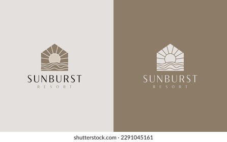 Beach House Resort Logo. Universal creative premium symbol. Vector sign icon logo template. Vector illustration