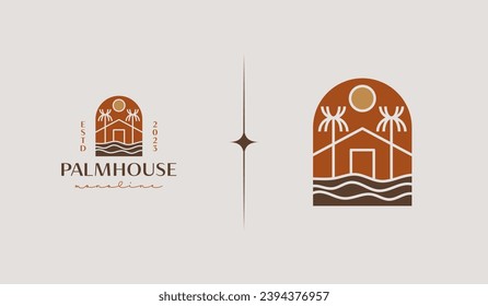 Beach House Resort Logo. Universal creative premium symbol. Vector sign icon logo template. Vector illustration