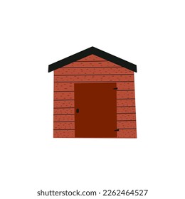 Beach house. Straw huts, bungalow for tropical hotel. Vector illustration in scandinavian style.