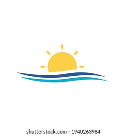Beach House Travel Location Beautiful Sunset Sun Rise Tree Summer Beach Holiday Logo