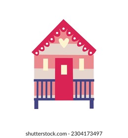 Ilustración vectorial de la casa de playa. Estilo escandinavo. 