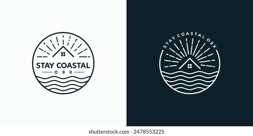 Beach house vector logo design with modern, simple, clean and abstract style.