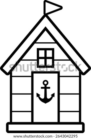 Beach Hut Cabana black thick outline vector design isolated.
Beach wooden house black line icon.
Transparent background.