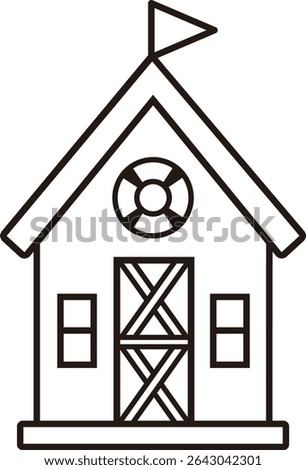Beach Hut Cabana black thick outline vector design isolated.
Beach wooden house black line icon.
Transparent background.