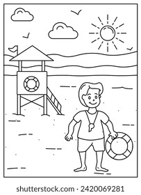Eine Strandhütte mit einer bearbeitbaren Vektorgrafik-Seite zum Download