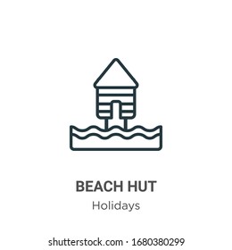 Beach hut outline vector icon. Thin line black beach hut icon, flat vector simple element illustration from editable holidays concept isolated stroke on white background