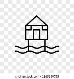 Beach Hut vector icon isolated on transparent background, Beach Hut logo concept