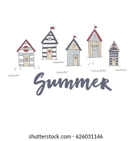 Beach Huts - Summer print