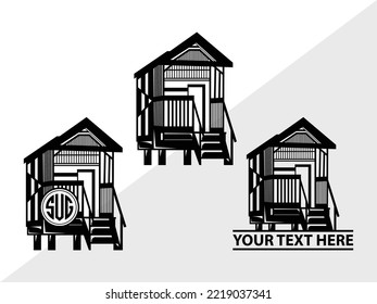 Beach Huts SVG Printable Vector Illustration