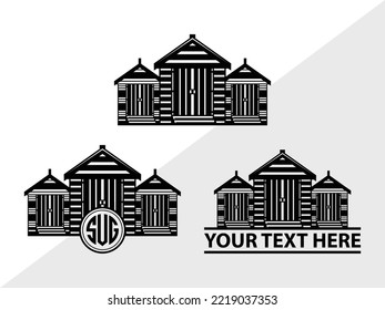Ilustración de vectores impresos SVG de Beach Huts