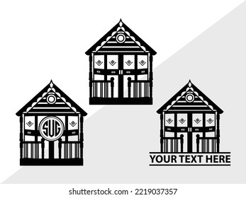 Ilustración de vectores impresos SVG de Beach Huts