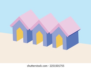 Beach Huts vector summer illustration