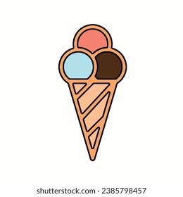 Beach, Ice Cream, Cone line icon vector