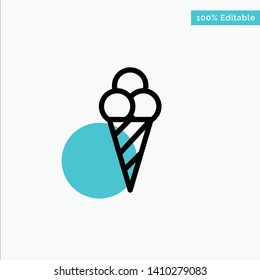 Beach, Ice Cream, Cone turquoise highlight circle point Vector icon