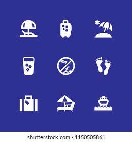 beach icon. 9 beach set with hammock, swimming pool, sun umbrella and straw vector icons for web and mobile app
