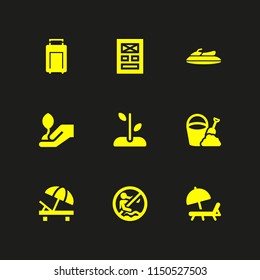 beach icon. 9 beach set with summer, vacations, tree and sunbed vector icons for web and mobile app