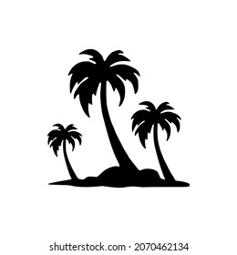 beach icon Beaches and coconut trees icon illustration logo silhouette
