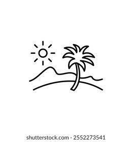 Icono de playa signo de contorno de Vector blanco y negro