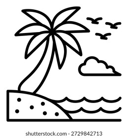 Icono de la playa con el árbol de coco