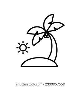 beach icon, coconut tree icon, palm icon