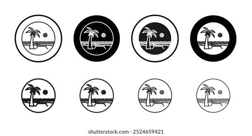 Beach icon Collection of flat thin outline vector