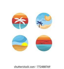 beach icon color vector illustration