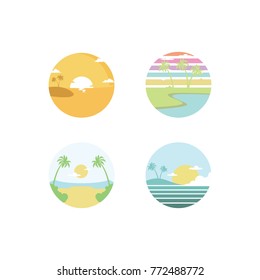 beach icon color vector illustration