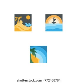 beach icon color vector illustration