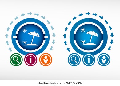 Beach icon and creative design elements. Flat design concept