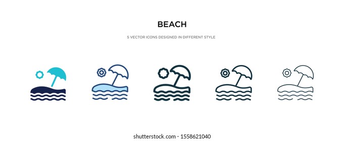 beach icon in different style vector illustration. two colored and black beach vector icons designed in filled, outline, line and stroke style can be used for web, mobile, ui