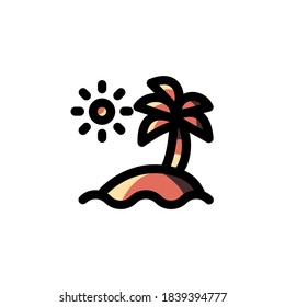 Beach Icon Filled Outline Holiday Illustration Logo Vector
