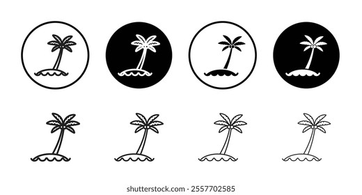 Beach icon Flat set in black and white color