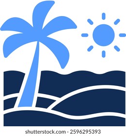 Beach Icon Glyph Color Vector Illustration