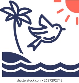 Beach Icon Glyph Color Vector Illustration