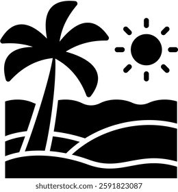 Beach Icon Glyph Vector Illustration