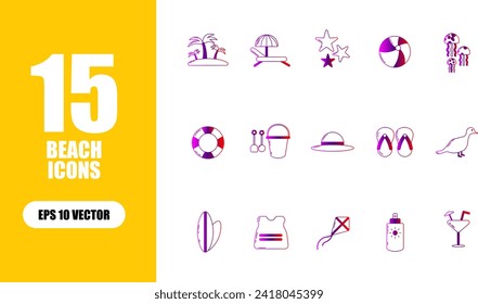 Beach Icon Illustration Collection Set