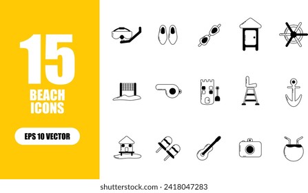 Beach Icon Illustration Collection Set