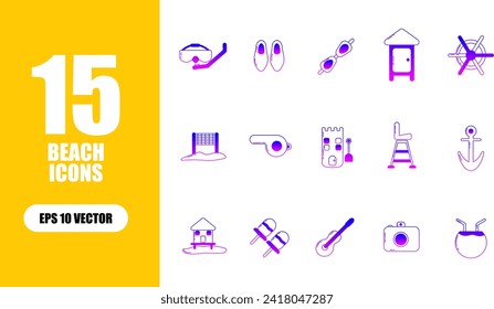 Beach Icon Illustration Collection Set