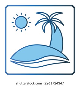 Beach icon illustration. Palm tree with sun. icon related to holiday. Lineal color icon style, two tone. Simple vector design editable