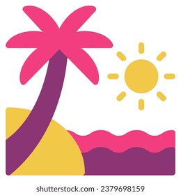 Beach Icon illustration, for uiux, web, app, infographic, etc