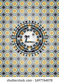 icono de playa dentro del emblema de estilo arabesco. decoración árabe.