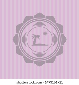beach icon inside badge with pink background